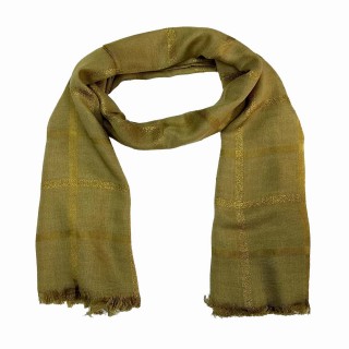 Designer Cotton Golden Striped Stole- Bronze Brown